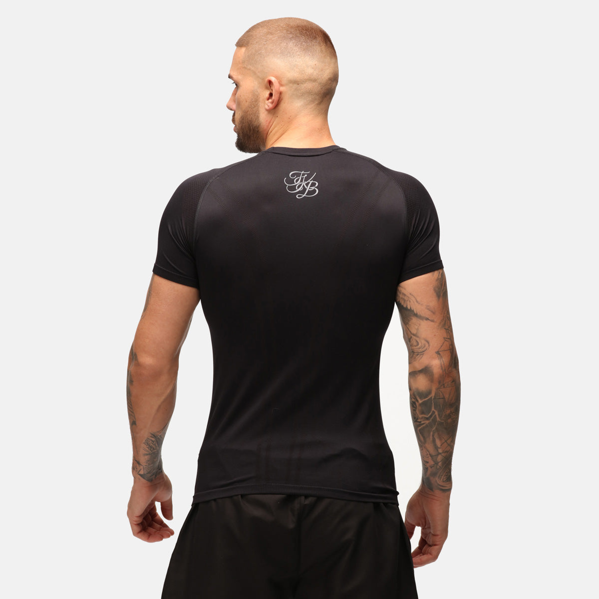 TKB Men's Black Performance Seamless T-Shirt - Moisture Wicking & Breathable Workout Tee for Gym, Running & Casual Wear