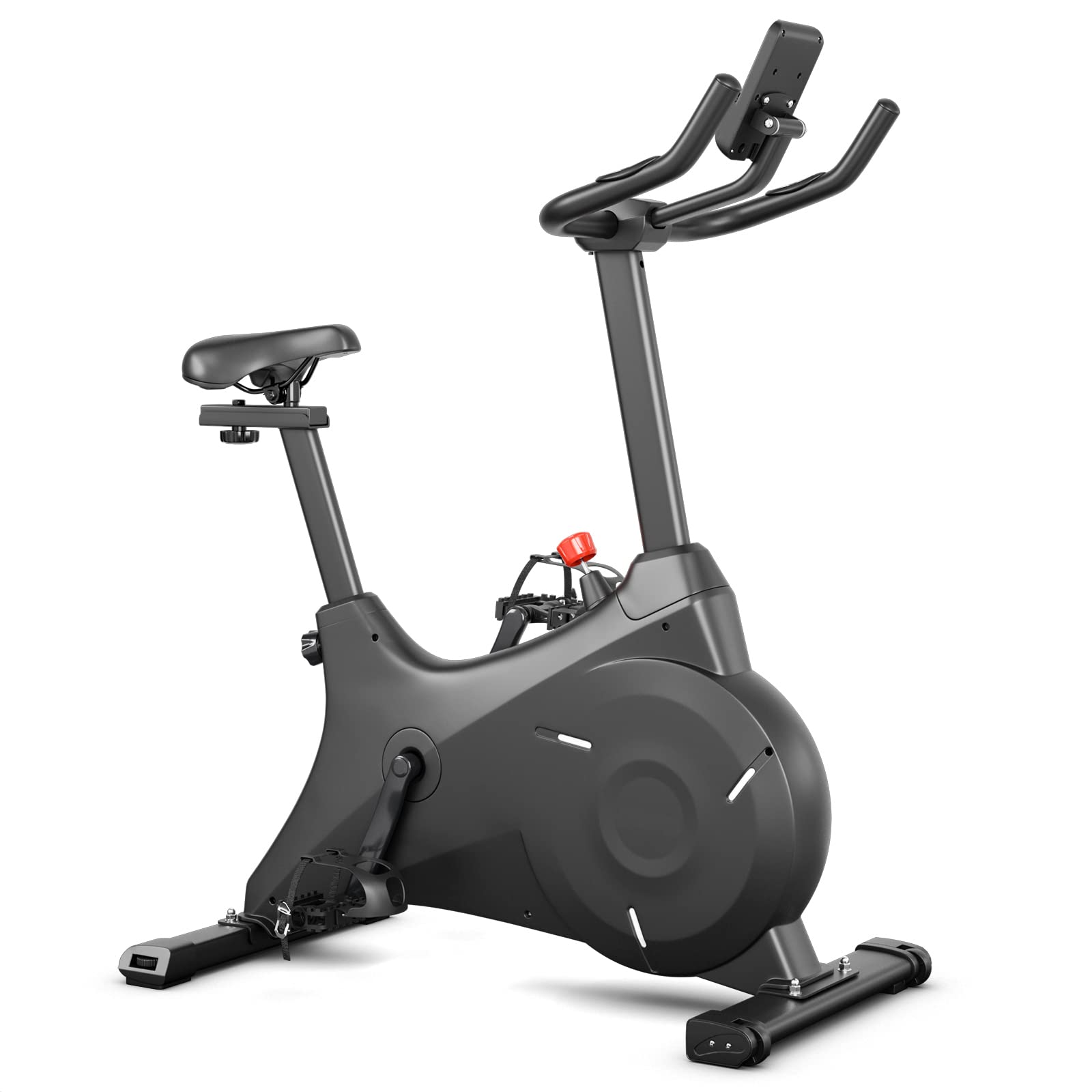 Goplus Magnetic Exercise Bike for Home Gym - Stationary Bike with Adjustable Magnetic Resistance, Safe Flywheel, Comfortable Seat Cushion, LCD Monitor & Phone Holder - Perfect for Indoor Cycling, Cardio Workout & Home Fitness Training