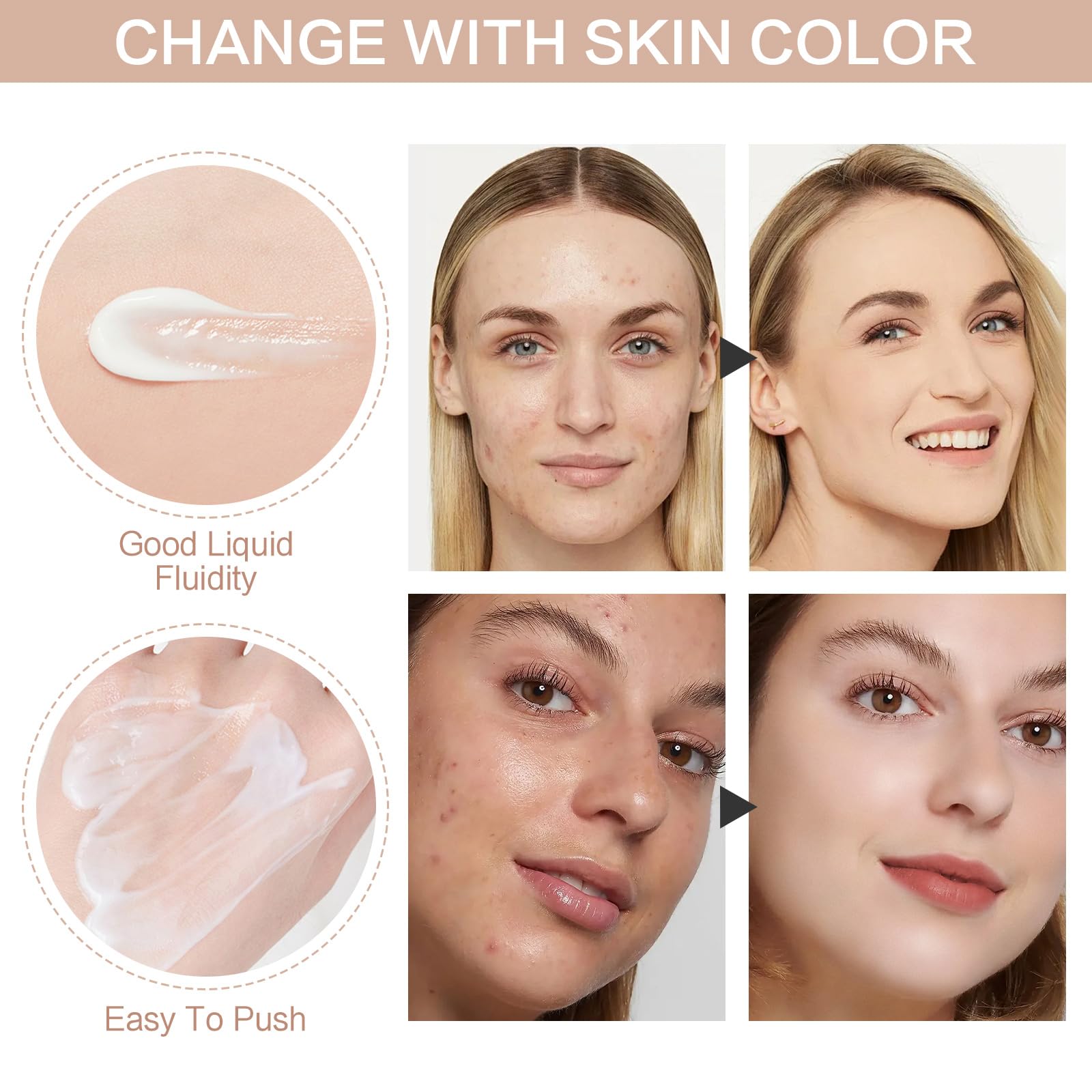 2PCS Ownawant Moisturizing Concealer & Tone-Up Cream - Hydrating Makeup Base for Daily Use