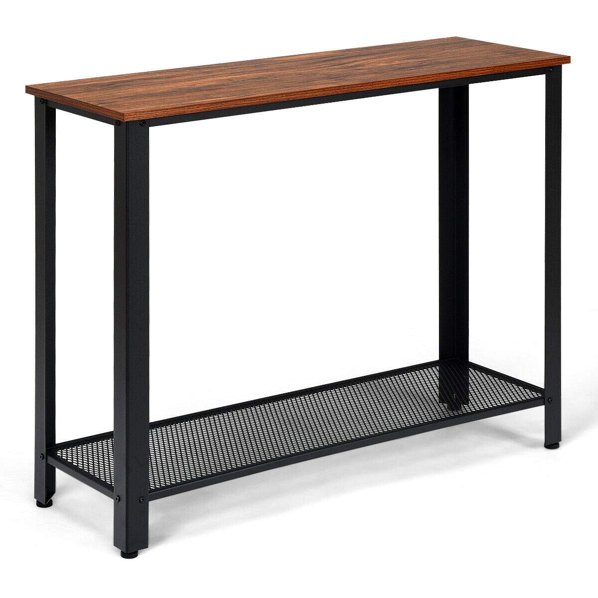 Vintage Style Console Table with Storage Shelf - Sturdy Metal Frame & Wood Top - Durable, Scratch-Resistant, Easy to Clean - Perfect for Entryway, Living Room, Bedroom - Black