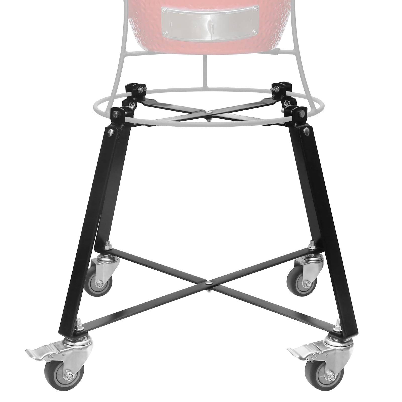 Kamado Joe Jr Rolling Cart with Wheels - Heavy Duty Cast Iron Grill Stand for Kamado Joe Junior Accessories | Portable Outdoor BBQ Cart for Patio, Backyard, and Camping