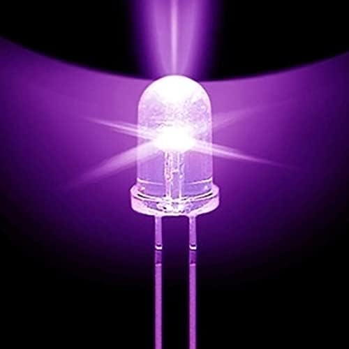 100PCS Super Bright 5mm Round UV/Purple LED Diodes - F5 LED Lights for DIY Projects, Halloween Decorations, and Party Lighting
