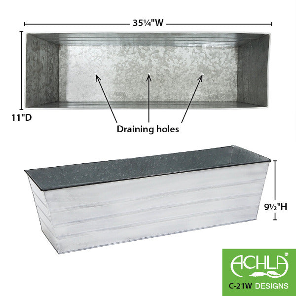 Galvanized Steel Flower Box Planter - Rustproof Outdoor Garden Container for Plants, Flowers & Herbs - Perfect for Patio, Balcony & Window Sill Decor