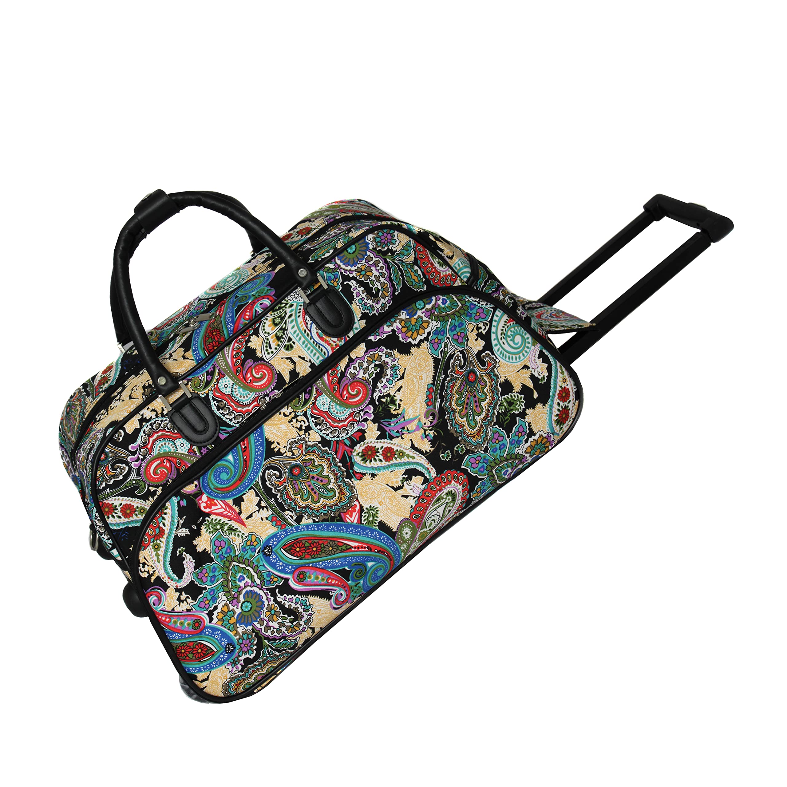 World Traveler Classic Prints 21-Inch Carry-On Rolling Duffel Bag - Multi Paisley Luggage for Air Travel & Weekend Getaways | Lightweight Spinner Suitcase with Durable Wheels