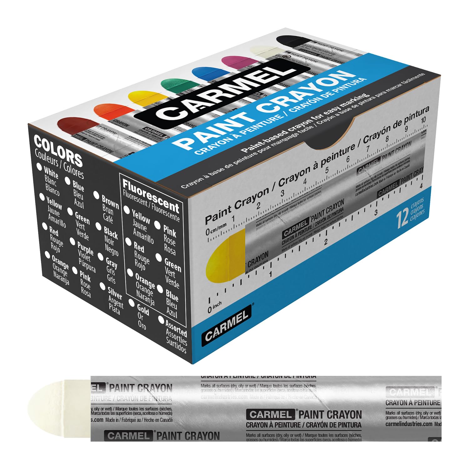 Carmel Paint Crayons - 12 Count White Non-Toxic Art Crayons for Kids | Perfect for Drawing, Coloring & DIY Crafts | Great for School Projects, Home Art Activities & Gift Giving