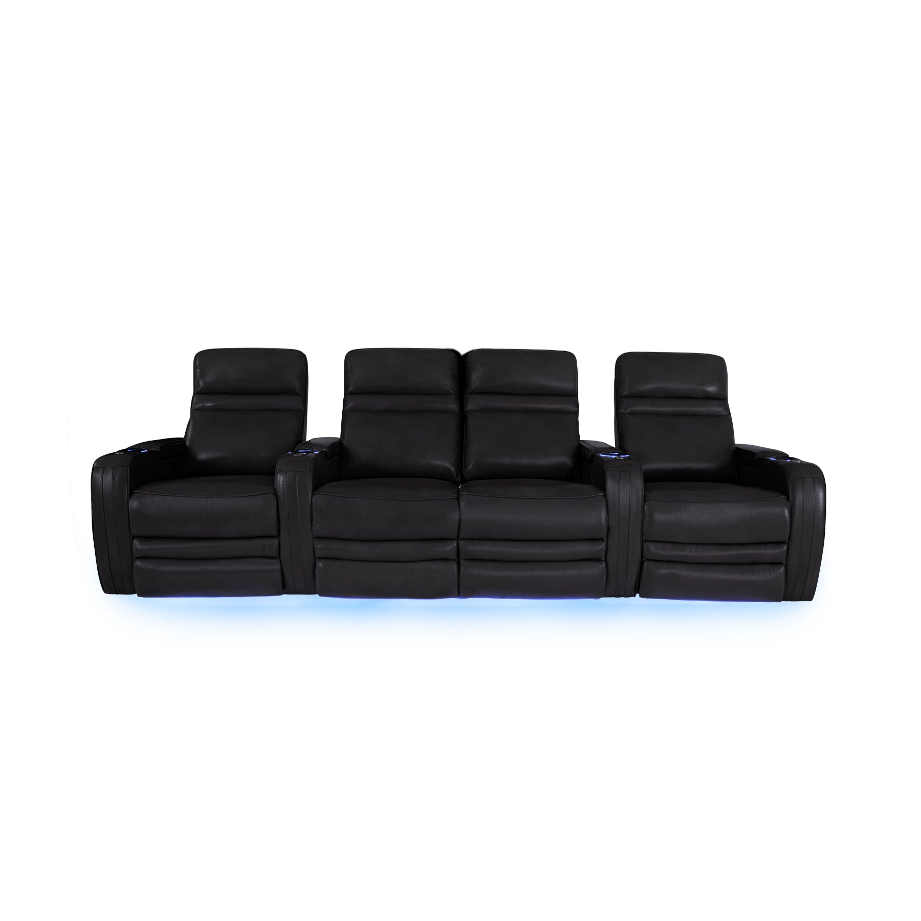 RowOne 4-Piece Recliner Set - Ultra Soft Fabric Sectional Sofa with Cup Holders and USB Ports | Perfect for Living Room, Home Theater, and Family Gatherings