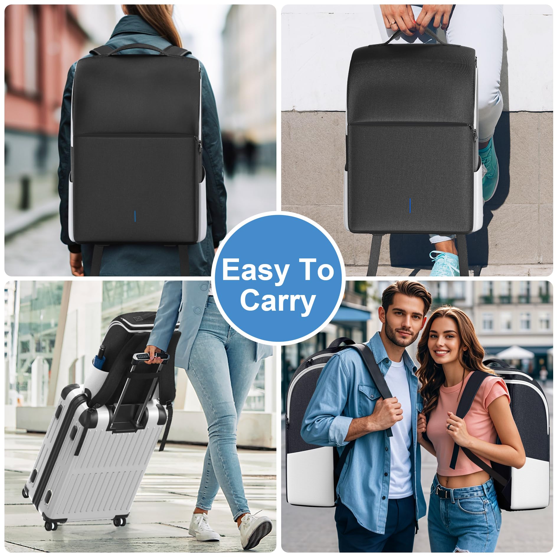 Premium PS5 Backpack for Console (Slim/Pro) - Durable Travel Carrying Case with Large Storage for Dual Controllers, PS Portal, Laptop & Game Cards - Includes 3 Cable Pouches - Perfect for Gaming Travel & Commuting