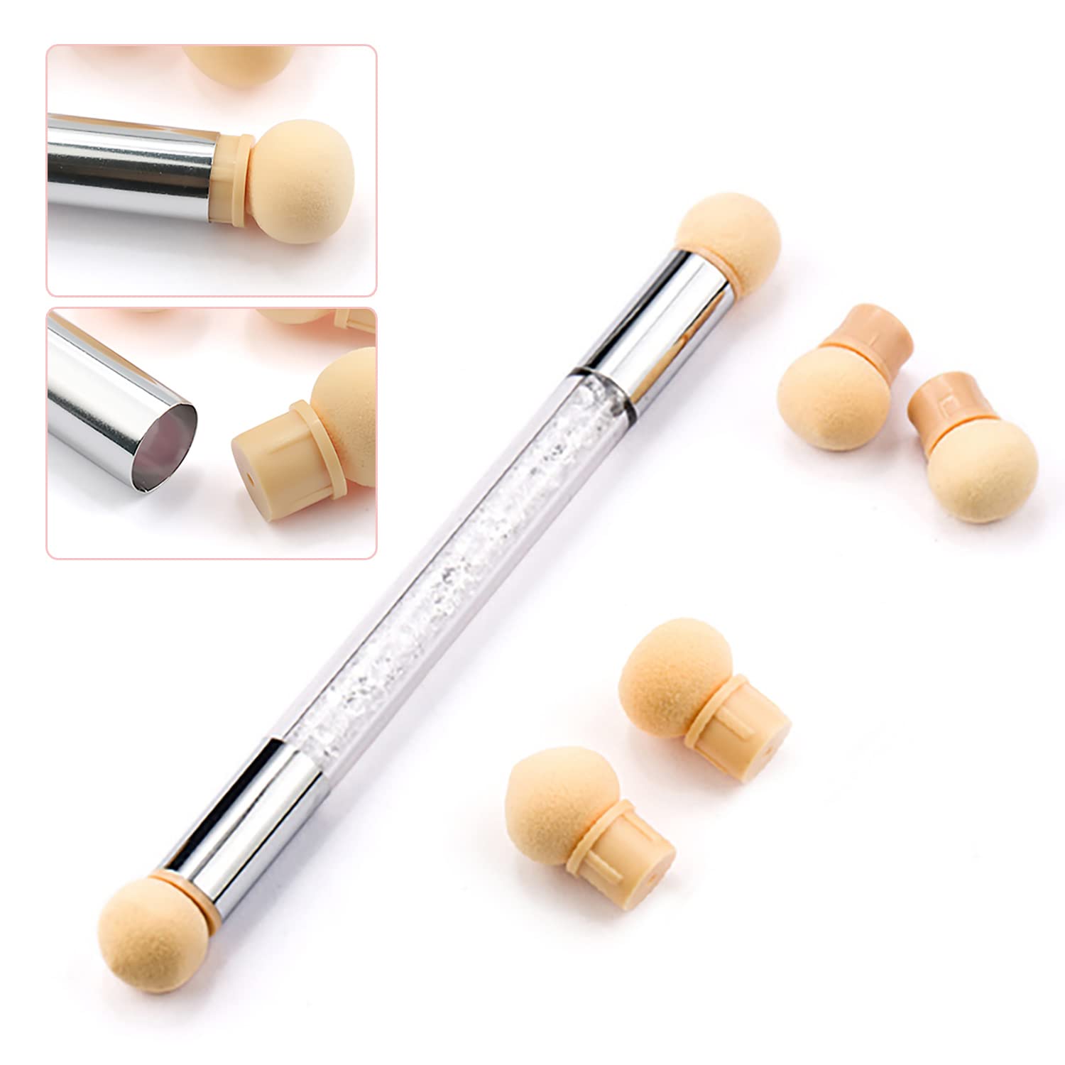 DANNEASY 16Pcs Replaceable Latex Sponge Head for Nail Sponge Pen - Ombre Nail Design Tools, Liquid Latex for Nails, Manicure Brush Accessories - Perfect for DIY Nail Art & Salon Professional Use
