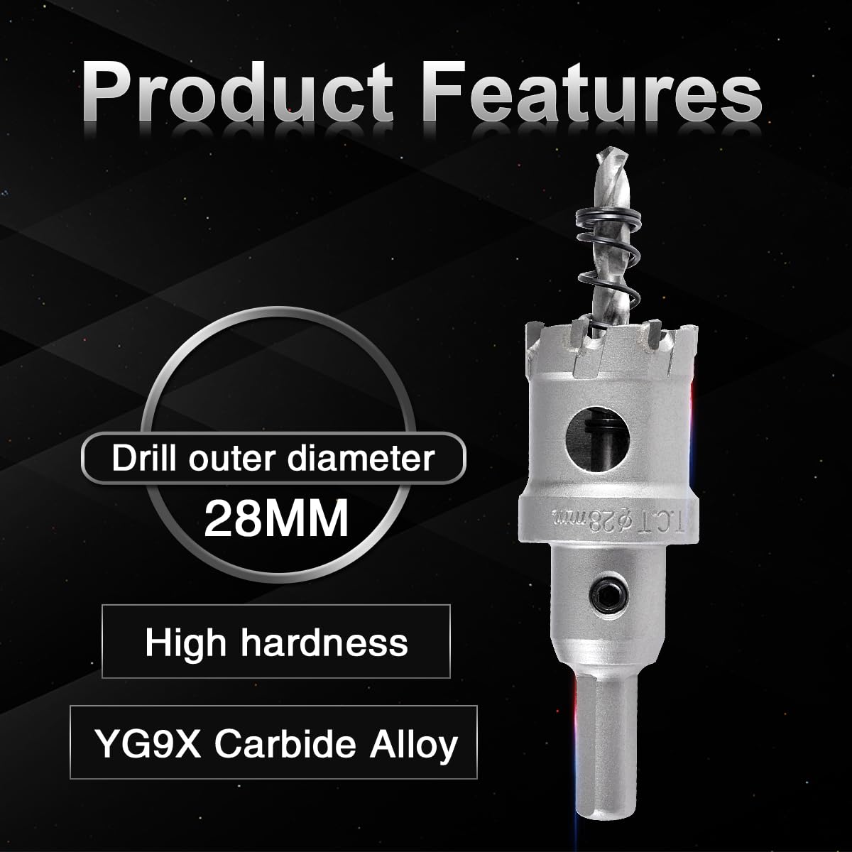 KATUR 28mm Tungsten Carbide Tipped Hole Saw Cutter - Professional TCT Drill Bit Set for Stainless Steel, Sheet Metal & Hard Materials - Perfect for Plumbing, HVAC, and Metal Fabrication Projects