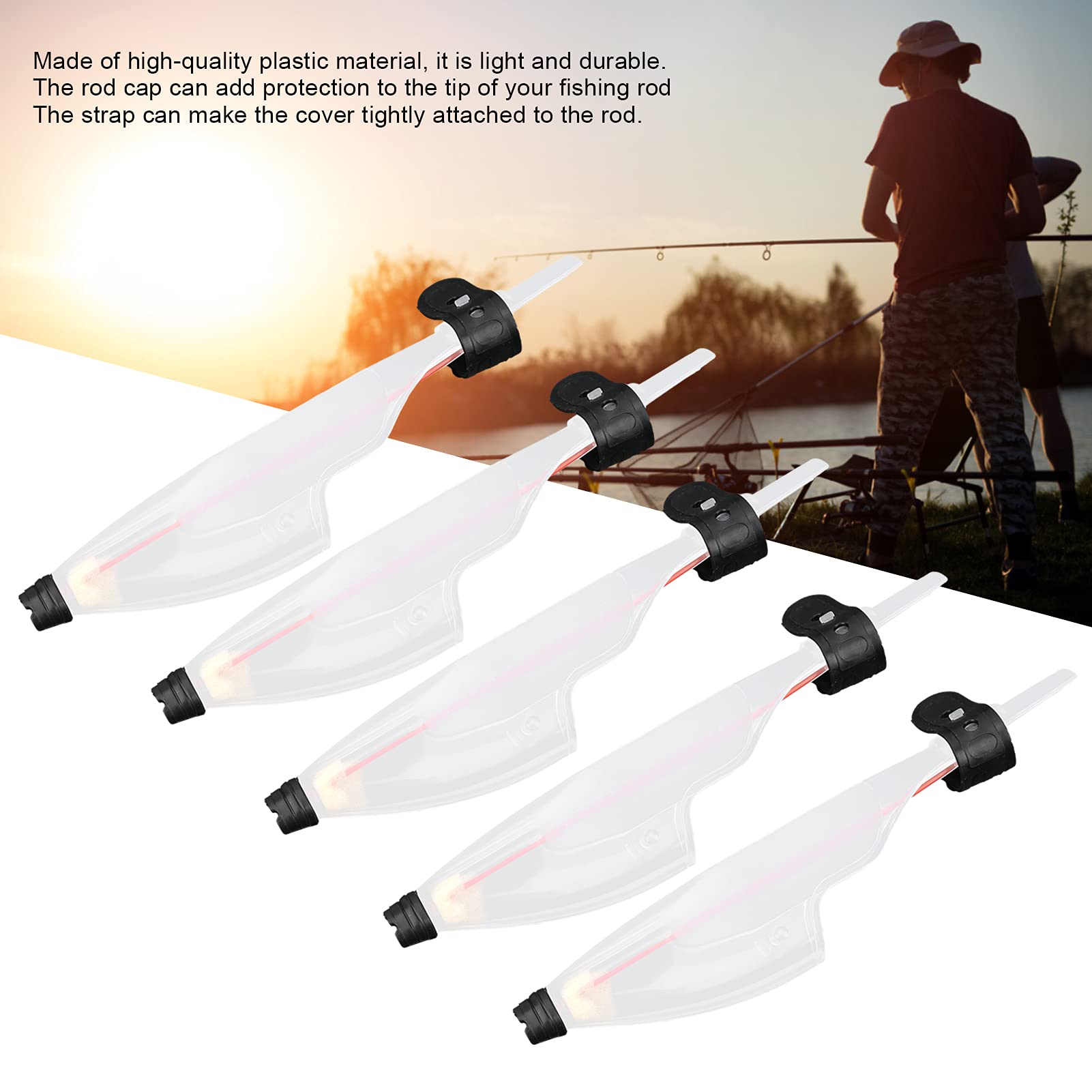 **Fishing Rod Tip Protector - 5 Pack Telescopic Rod Caps for Pole Protection | Durable Fishing Accessories for Saltwater & Freshwater | Ideal for Travel, Storage & Transport**