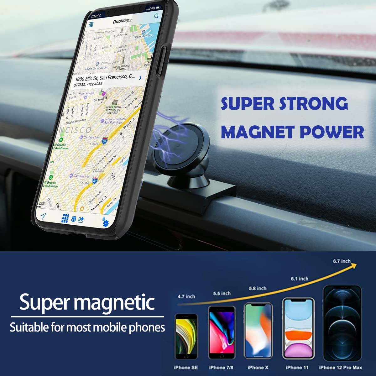CHEAYAR Magnetic Car Phone Mount Holder for Toyota Tacoma 2015-2020 - 2 Pack Type B, Universal Dashboard Clip Compatible with iPhone, Samsung & iPad - Perfect for Hands-Free Driving & GPS Navigation
