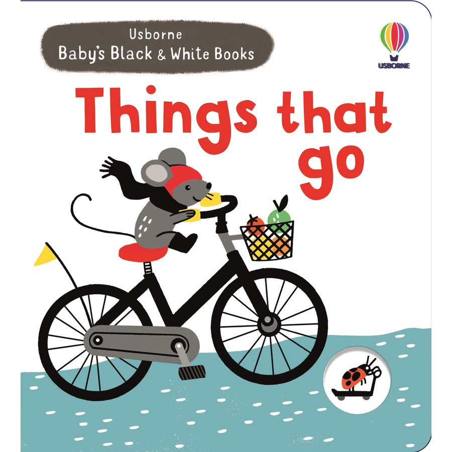 Usborne Baby's Black and White Things That Go Board Book – High Contrast Visual Stimulation for Newborns & Infants – Perfect for Early Learning & Baby Shower Gifts