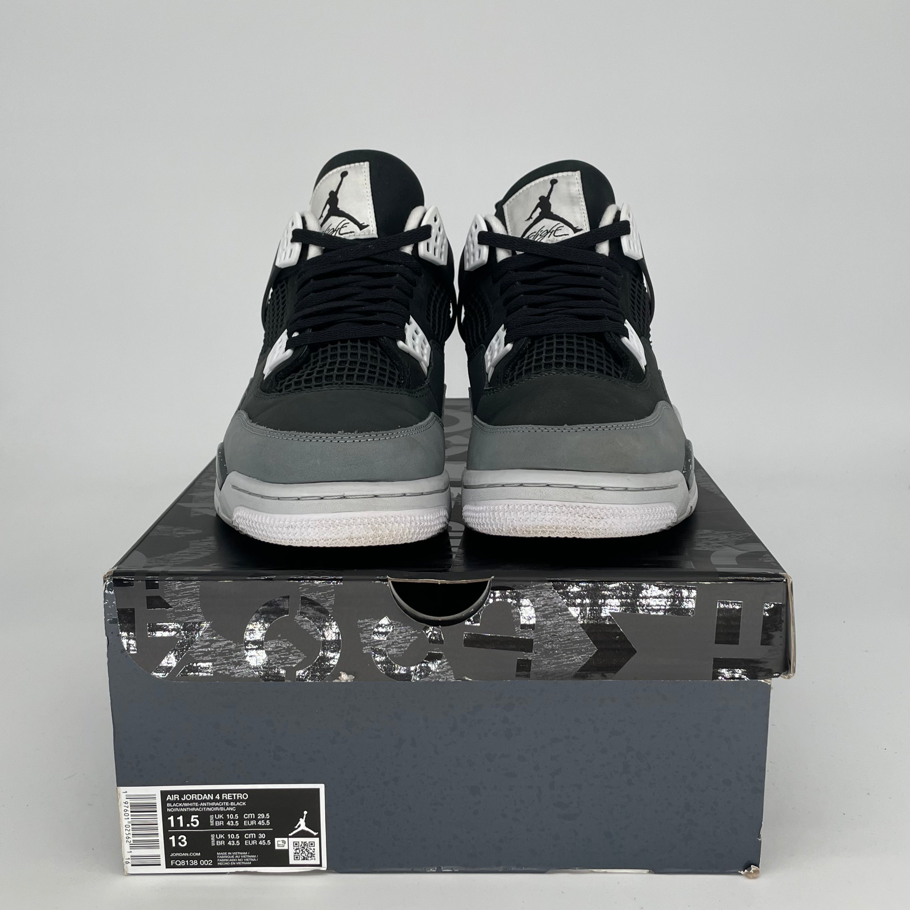 AIR JORDAN 4 FEAR Men's Basketball Shoes Size 11.5 - Black & Grey Retro Sneakers (Style Code FQ8138-002) | Perfect for Streetwear, Casual Outfits & Sneaker Collectors