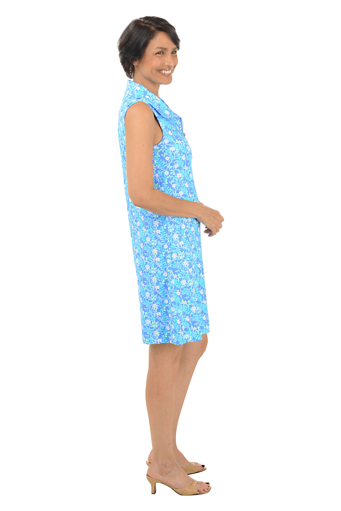 UPF50+ Sleeveless Summer Dress for Women - Floral Print Spring Garden Dress - Lightweight Sun Protection Dress for Beach, Vacation & Outdoor Activities