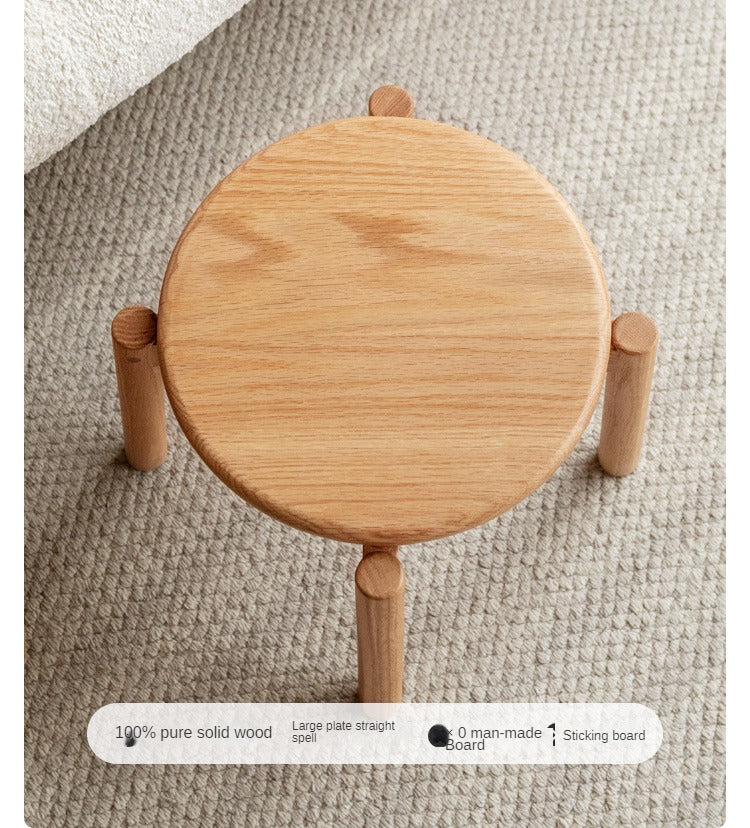 Solid Oak Wood Round Stackable Stool - Rustic Home Decor, Kitchen Island Seating, Bar Stool for Dining Room & Outdoor Use