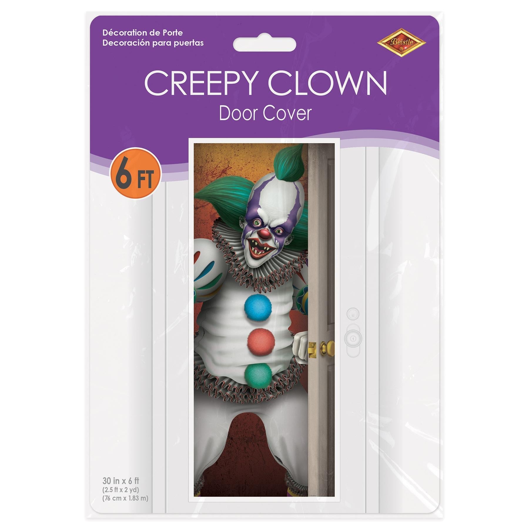 12 Pack Beistle Halloween Creepy Clown Door Cover Decorations - Scary Party Supplies for Indoor & Outdoor Halloween Decor, Haunted House, Spooky Party Backdrop