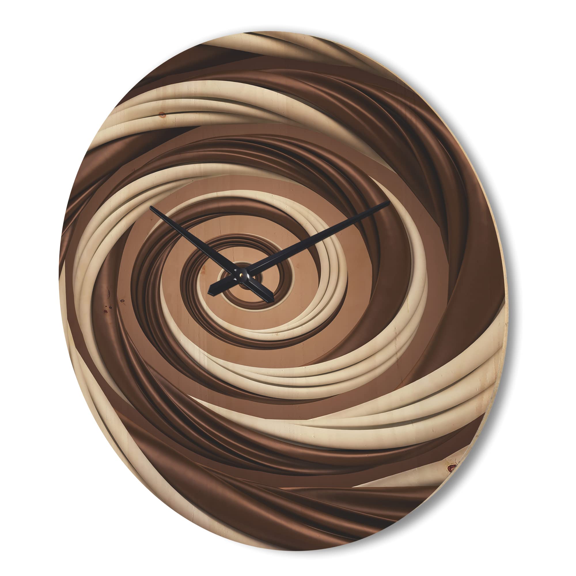 Modern Spiral Wood Wall Clock - Milk Candy & Chocolate Design - Large Decorative Oversized Wooden Clock for Living Room, Bedroom, Office - Unique Home Décor & Gift Idea