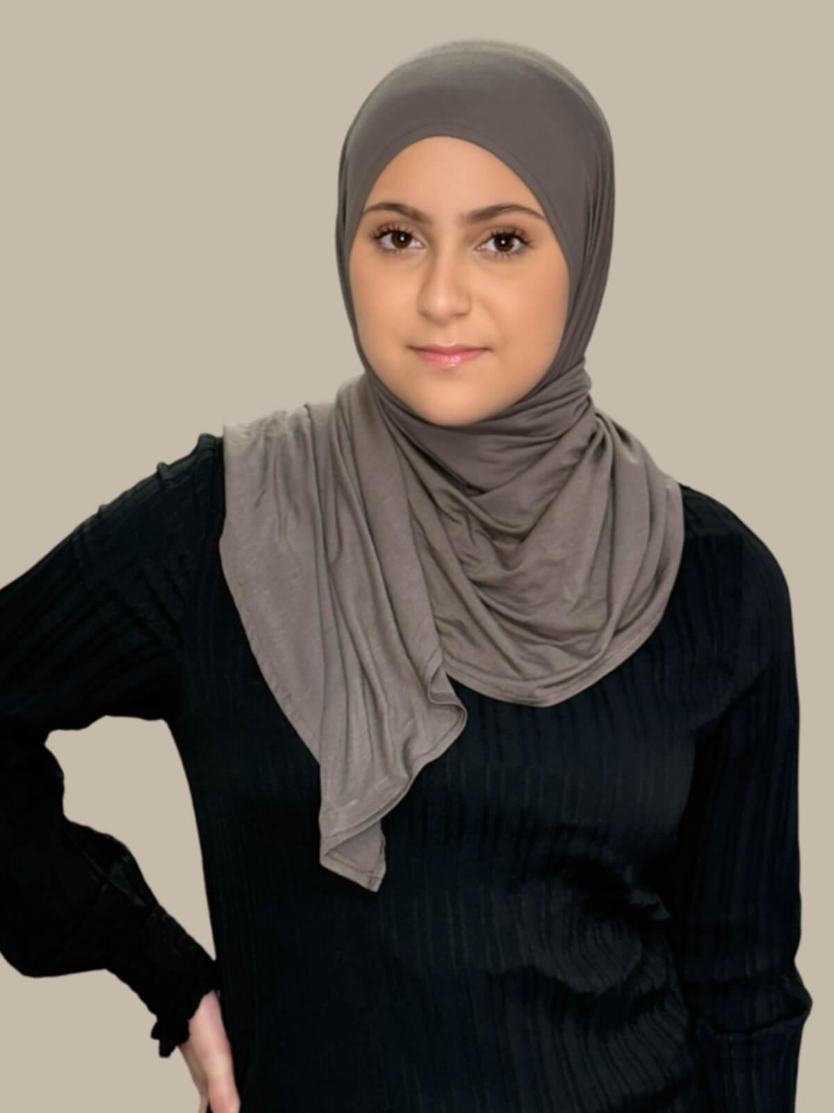 Stylish Pre-Sewn Jersey Hijab for Women - Hazel Color - Perfect for Daily Wear, Work & Special Occasions