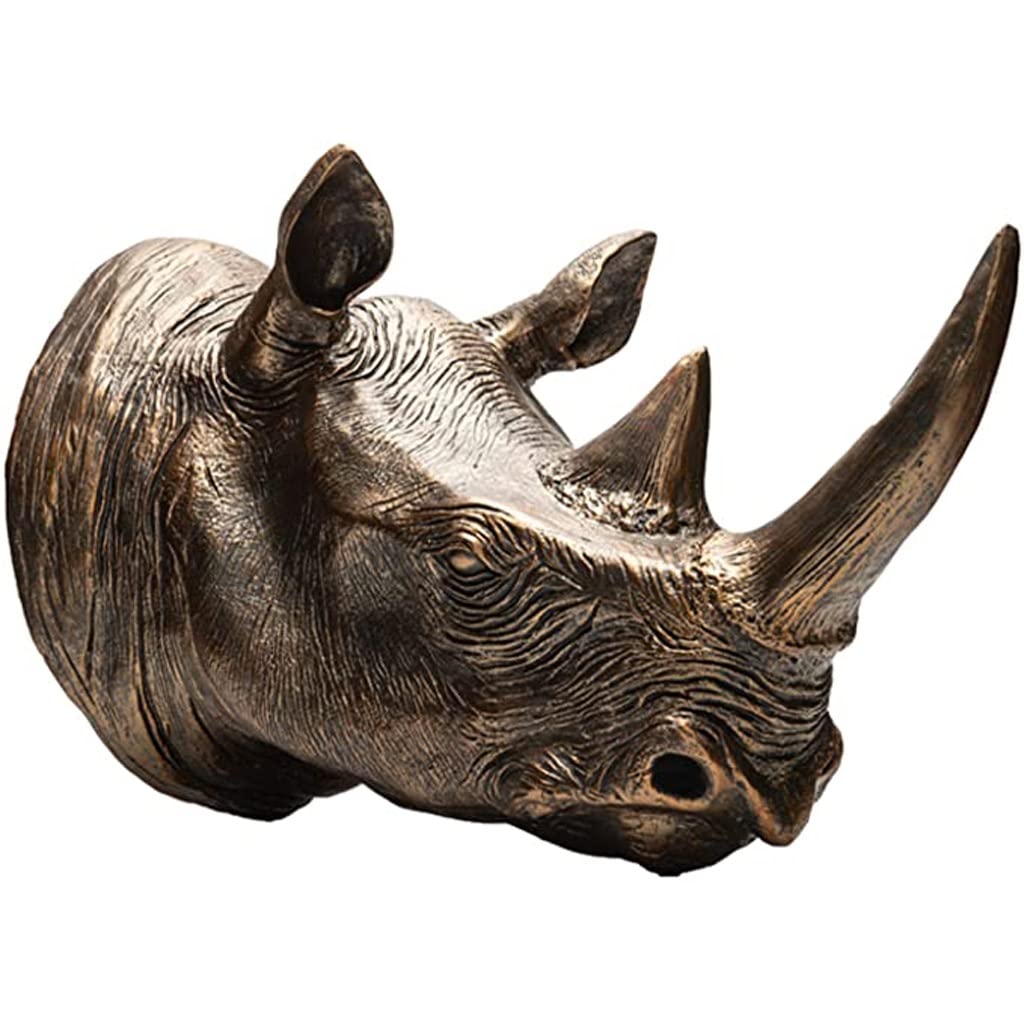 Resin Rhino Head Wall Decor - Faux Taxidermy Animal Sculpture, Handcrafted Home Decoration for Living Room, Office & Cabin | Unique Gift Idea for Wildlife Enthusiasts