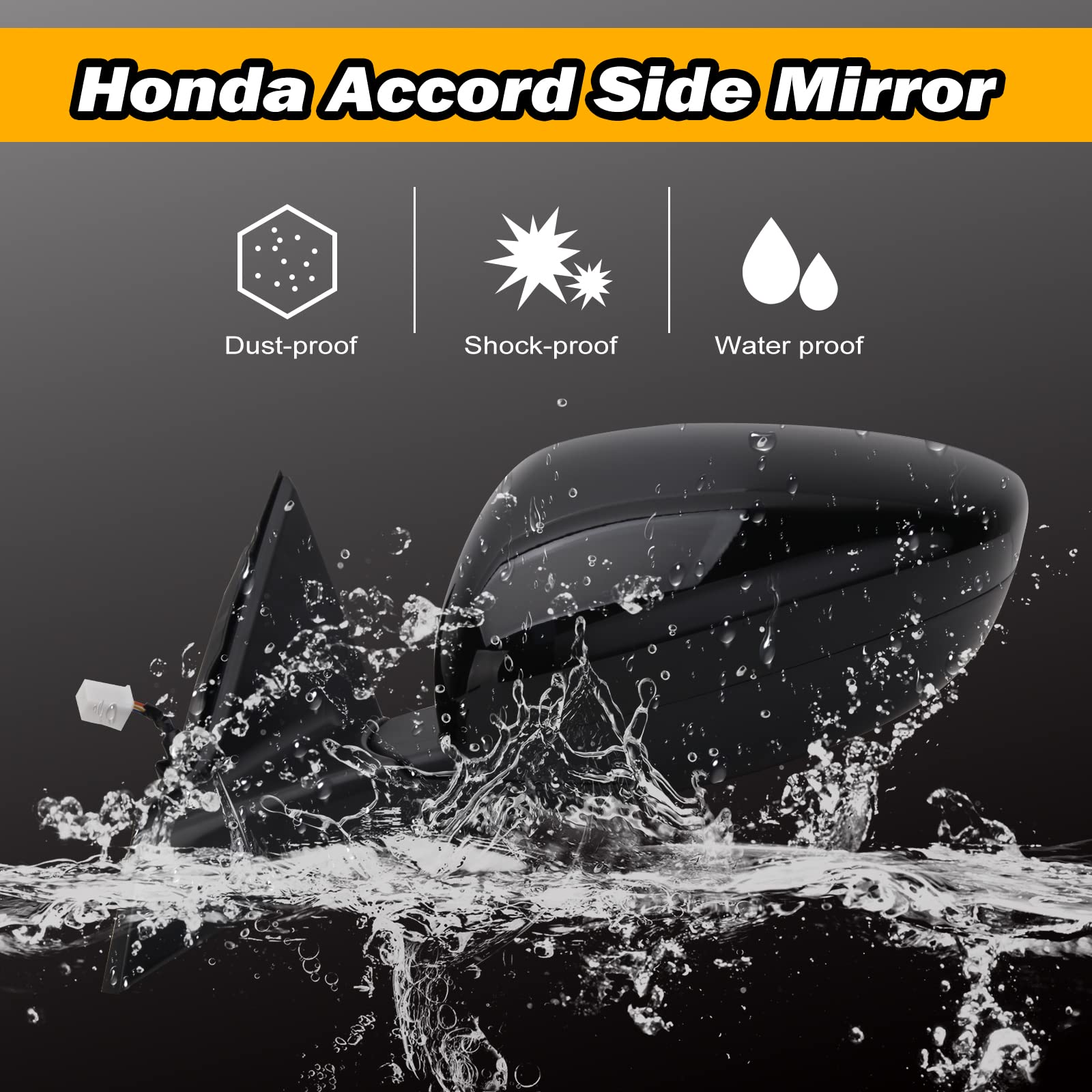2018-2022 Honda Accord Sedan Right Passenger Side View Mirror Replacement - Non-Heated, No Signal Light, Black | Perfect for Daily Commuting & Road Trips