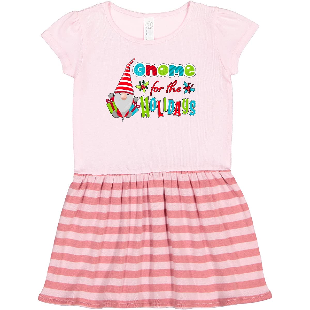Inktastic Holiday Gnome Print Toddler Dress - Cute Christmas Outfit for Baby Girls & Boys - Perfect for Holiday Parties, Family Photos & Festive Celebrations