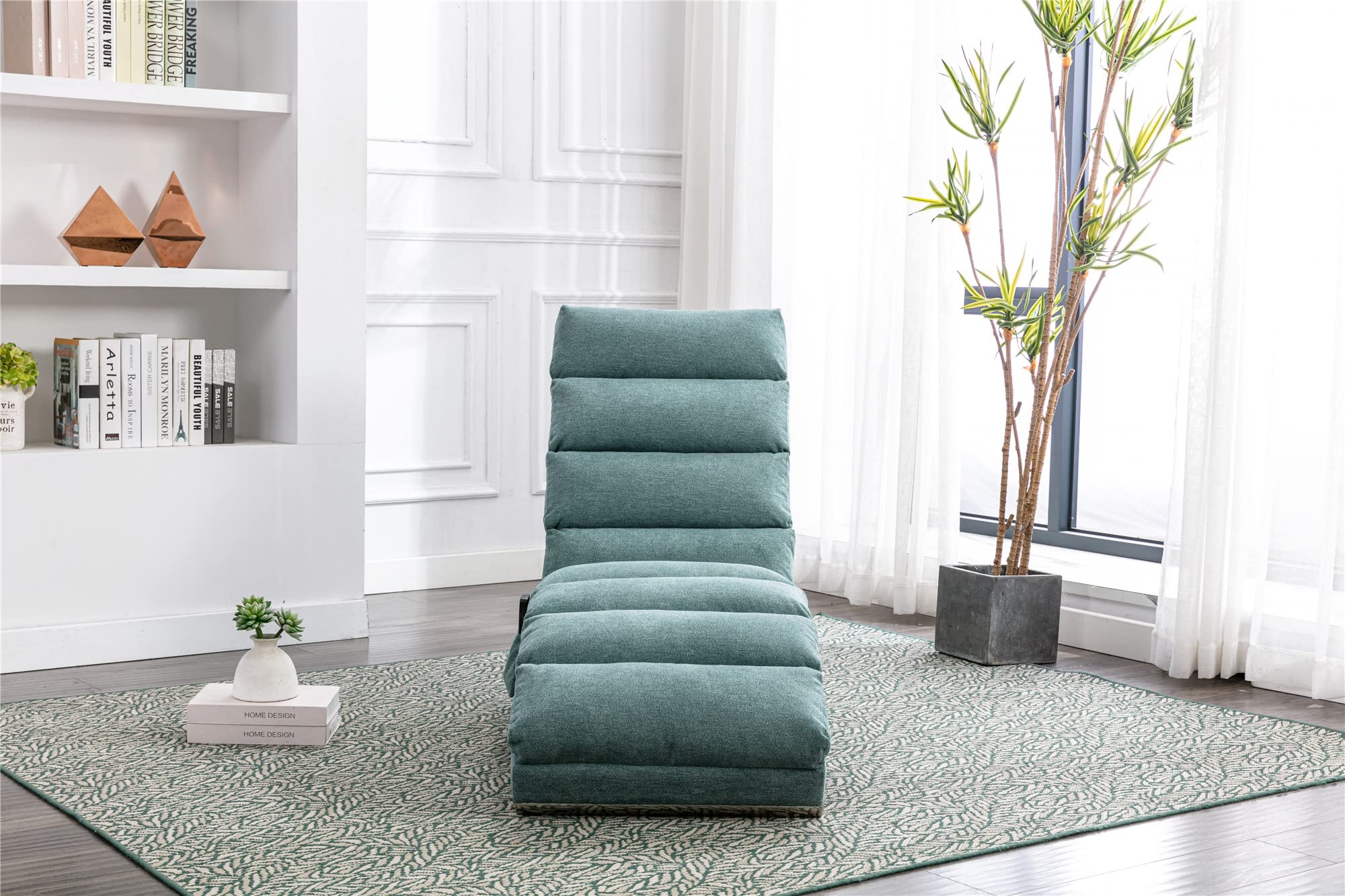 Electric Recliner Massage Chaise Lounge Chair - Modern Ergonomic Linen Chaise Leisure Accent Chair for Living Room, Office & Bedroom - Perfect for Relaxation, Reading & Napping (Teal)