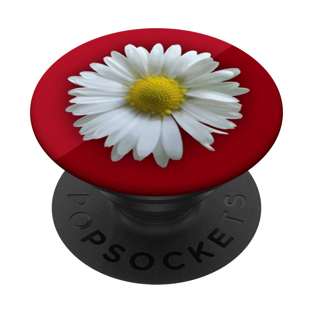 Daisy Grip White Flower Red Design - Floral PopSocket Stand for Phones & Tablets | Perfect for Travel, Work, and Everyday Use