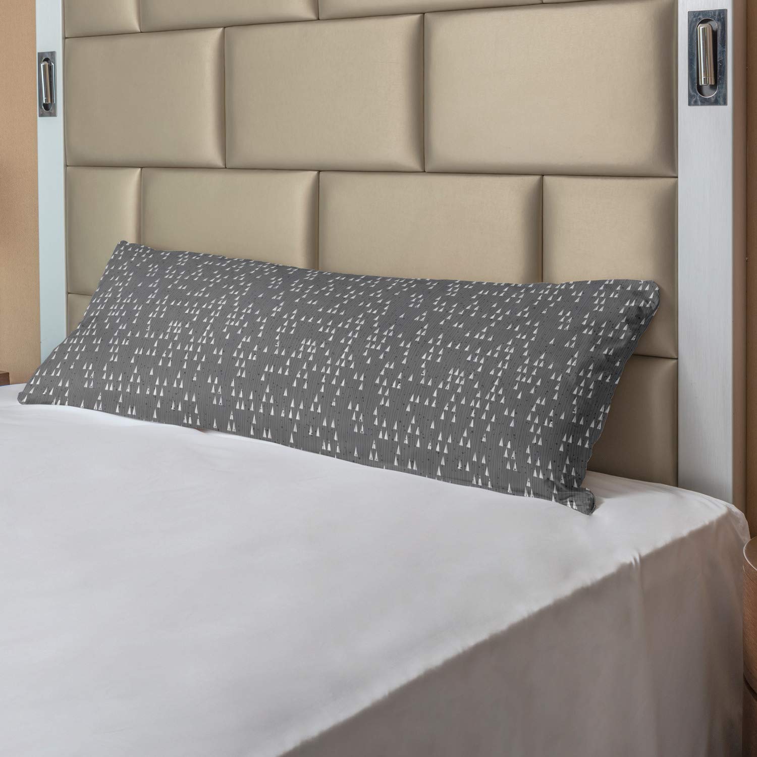 Ambesonne Abstract Geometric Body Pillow Cover with Zipper - Grey & White Triangle Pattern Decorative Pillowcase 21x54 Inches - Perfect for Sofa, Bed, Dorm Room & Home Decor