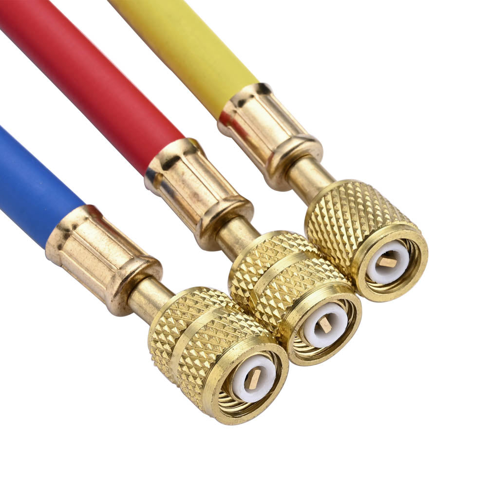 TheLAShop AC R410A 1/4 Inch Charging Hose Set with Ball Valves Fittings - Professional HVAC Refrigerant Charging Kit for Air Conditioning Repair & Maintenance