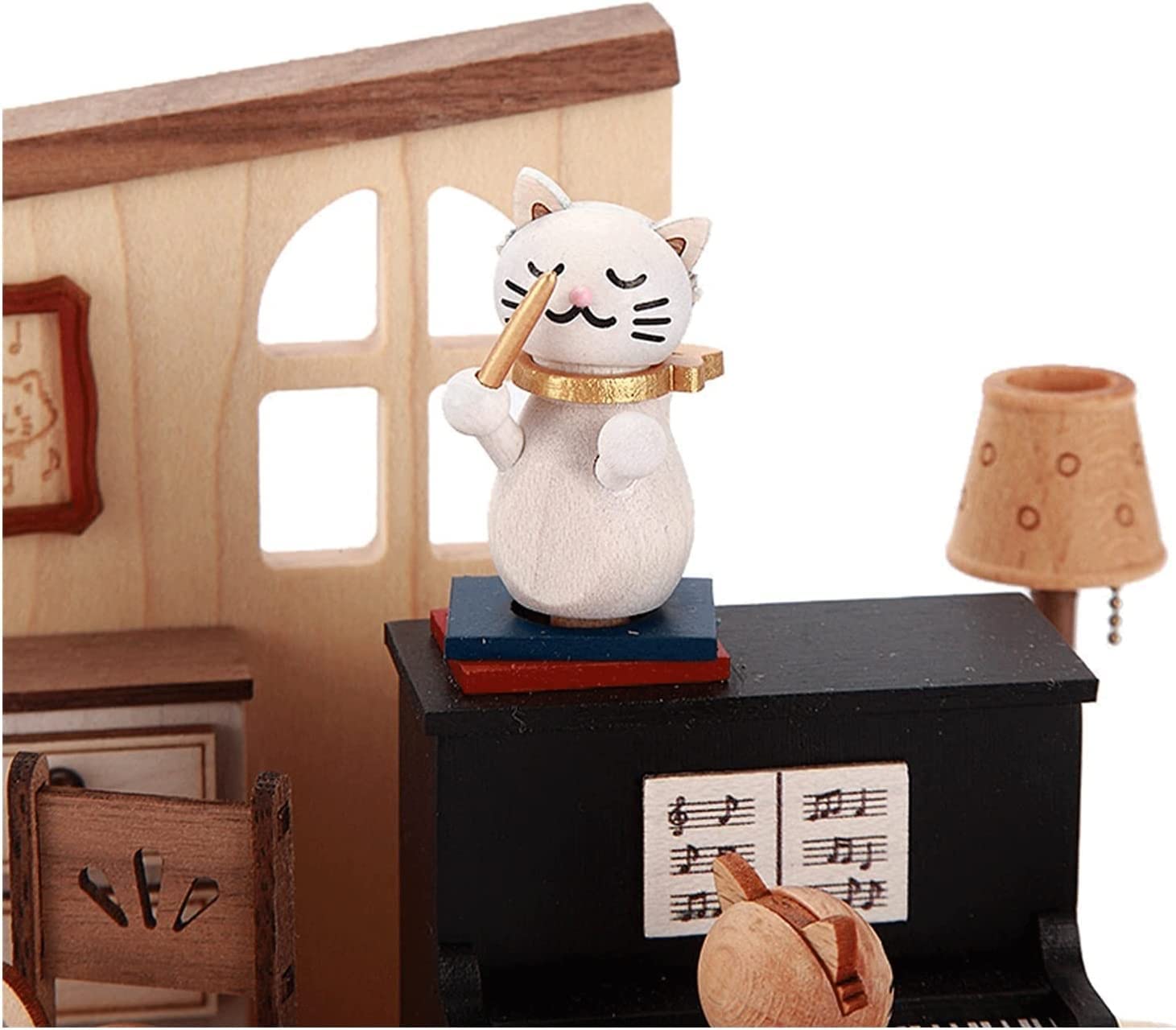 Cat Music Box - Handcrafted Piano Music Box Gift for Girls, Boys & Kids | Perfect Birthday Present with 4 Cats Conducting | Ideal for Bedroom Decor, Nursery, and Special Occasions