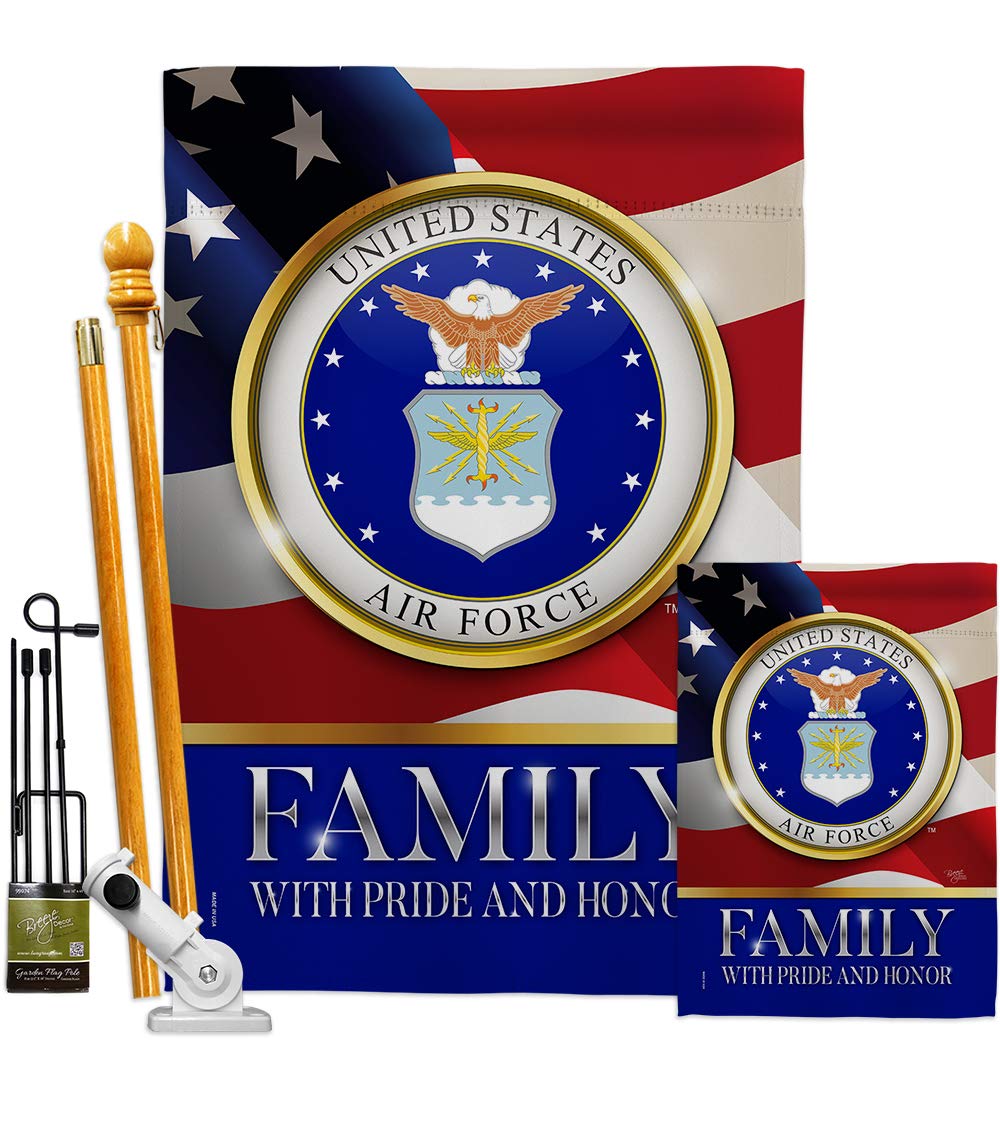 USAF Air Force Garden Flags Kit - Double-Sided 28x40 Inch American Military Veteran Yard Banner - Patriotic Armed Forces Decorative Gift for Home, Lawn & Garden - Made in USA for Veterans Day & Memorial Day