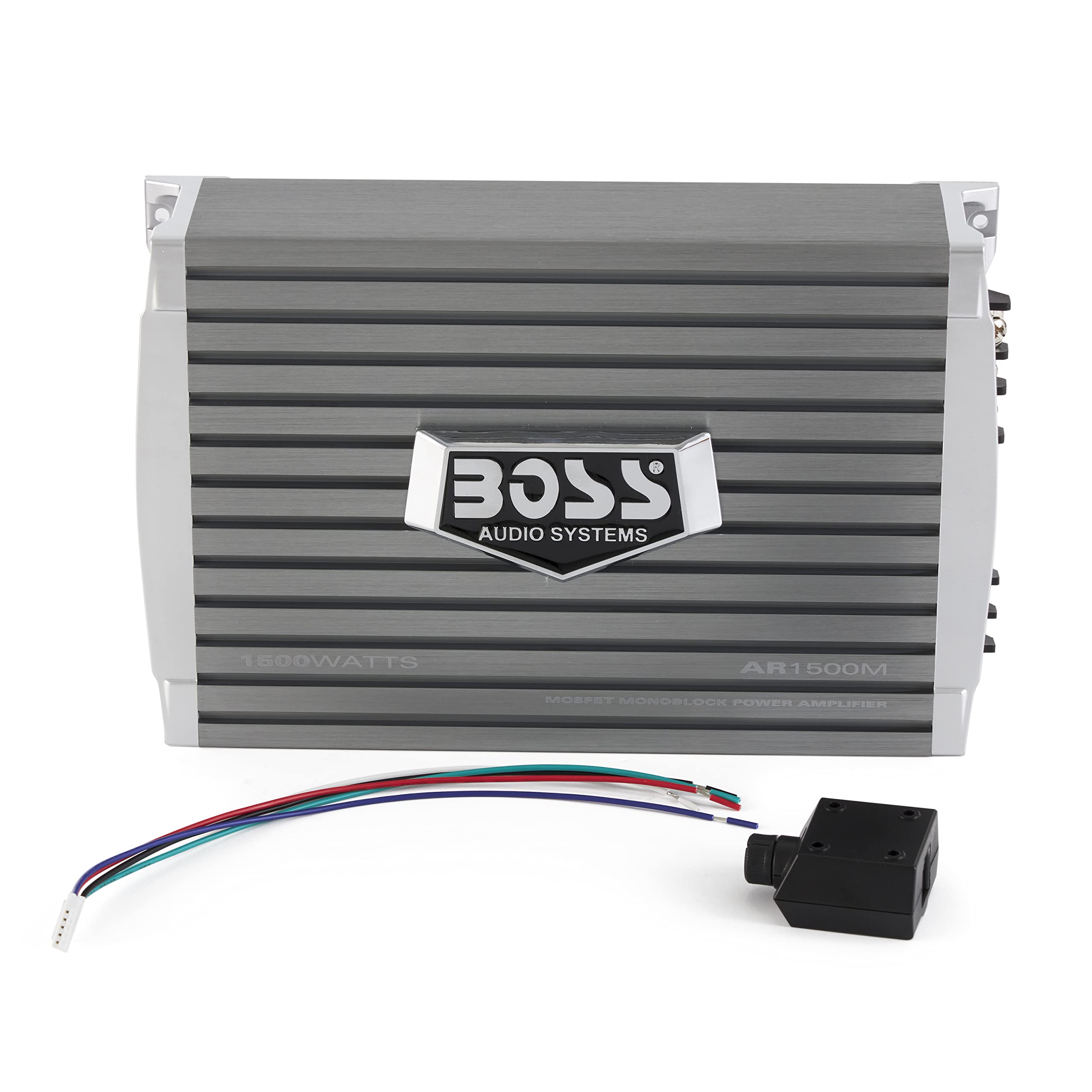 Boss Audio AR1500M 1500 Watt Mono A/B MOSFET Power Car Amplifier with Remote Control - 4 Pack for Enhanced Car Audio System and Bass Boost in Vehicles, Trucks, SUVs