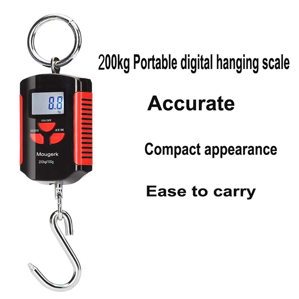 Digital Hanging Scale 440lb/200kg - Portable Heavy Duty Crane Scale with LCD Display - Perfect for Shipping, Fishing, Hunting, and Industrial Weighing (Batteries Not Included)