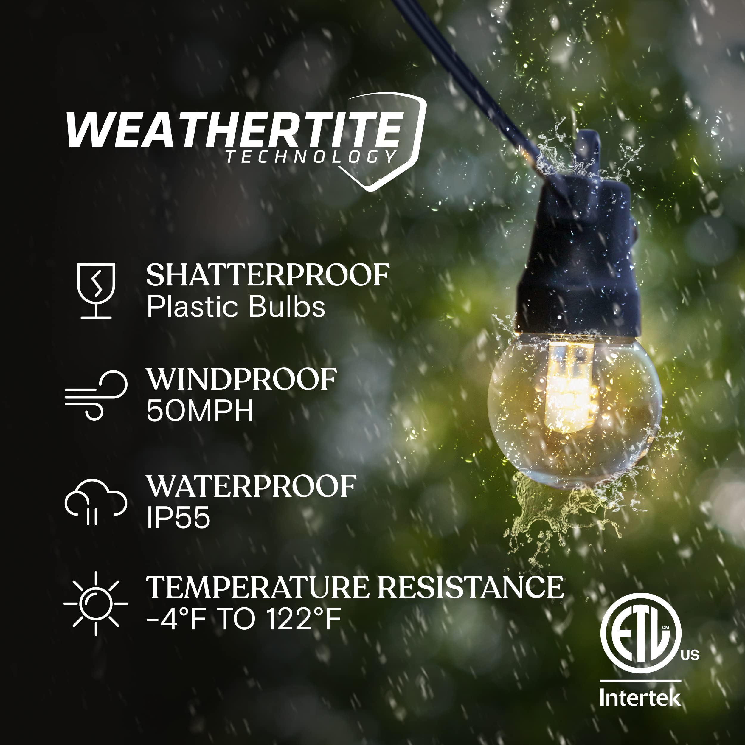 Brightech Ambience Pro Solar Powered Outdoor String Lights - 27 Ft Commercial Grade Waterproof LED Patio Lights with 12 Shatterproof Edison Bulbs, Warm White 1W - Perfect for Backyard, Garden, Wedding & Outdoor Decor