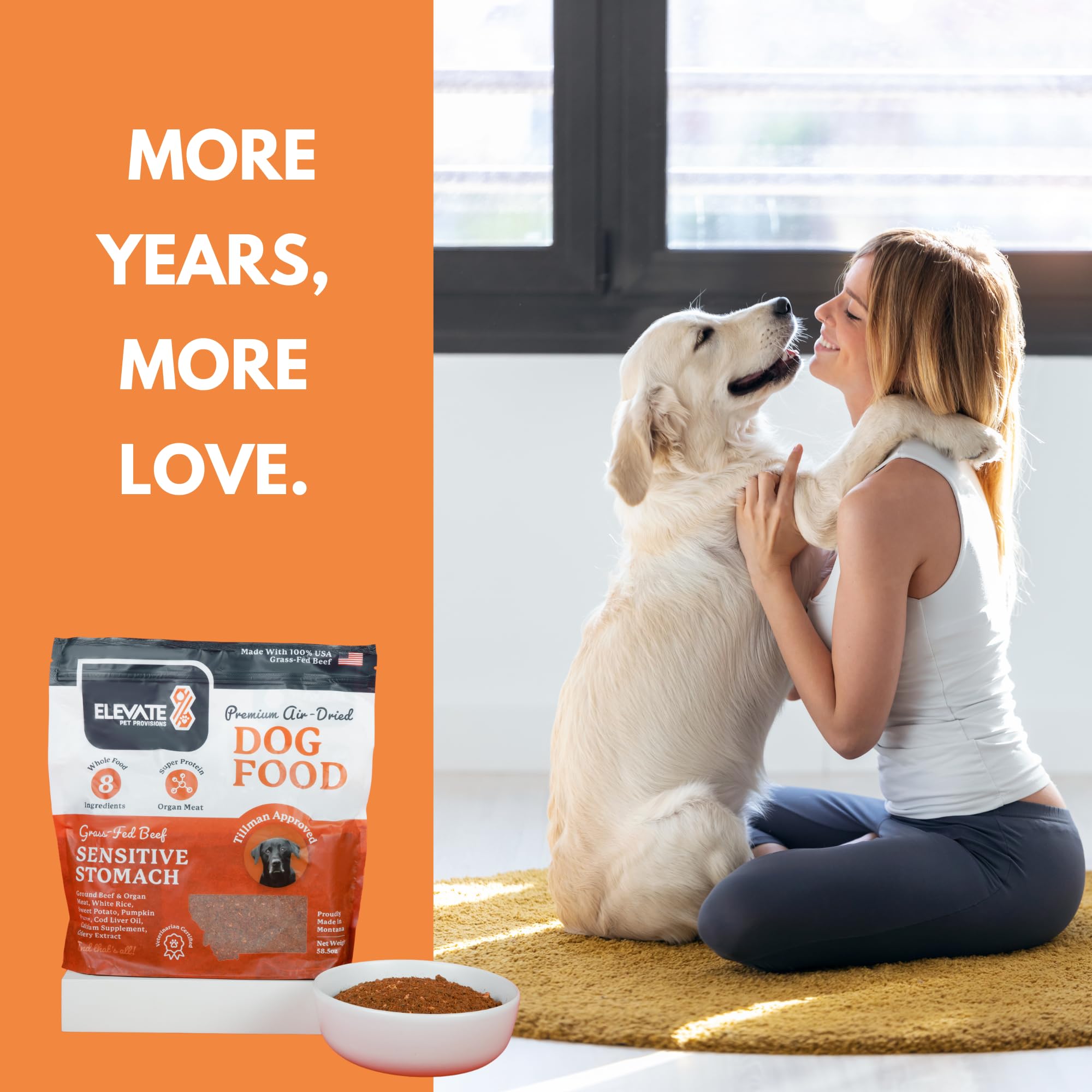 Premium Sensitive Stomach Dog Food - 100% Human-Grade Air-Dried Beef Recipe | Limited Ingredient, All-Natural Dog Food Made with USA Grass-Fed Beef | Dehydrated Complete Meal or Food Topper for Dogs with Digestive Issues (3.65lb) - Perfect for Picky Eaters & Dogs with Food Allergies