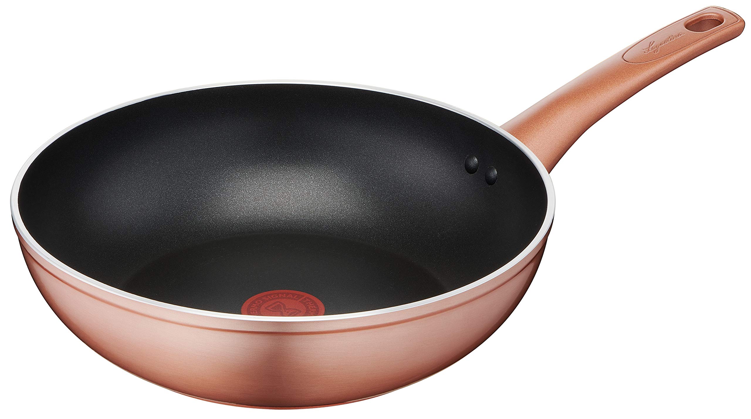 Lagostina Nonstick Aluminum Wok Pan 28cm with Copper-Effect Exterior, Titanium Easy Coating, Ergonomic Bakelite Handle - Ideal for Gas Stove & Oven Cooking, Stir-Frying, Asian Cuisine & Healthy Meals