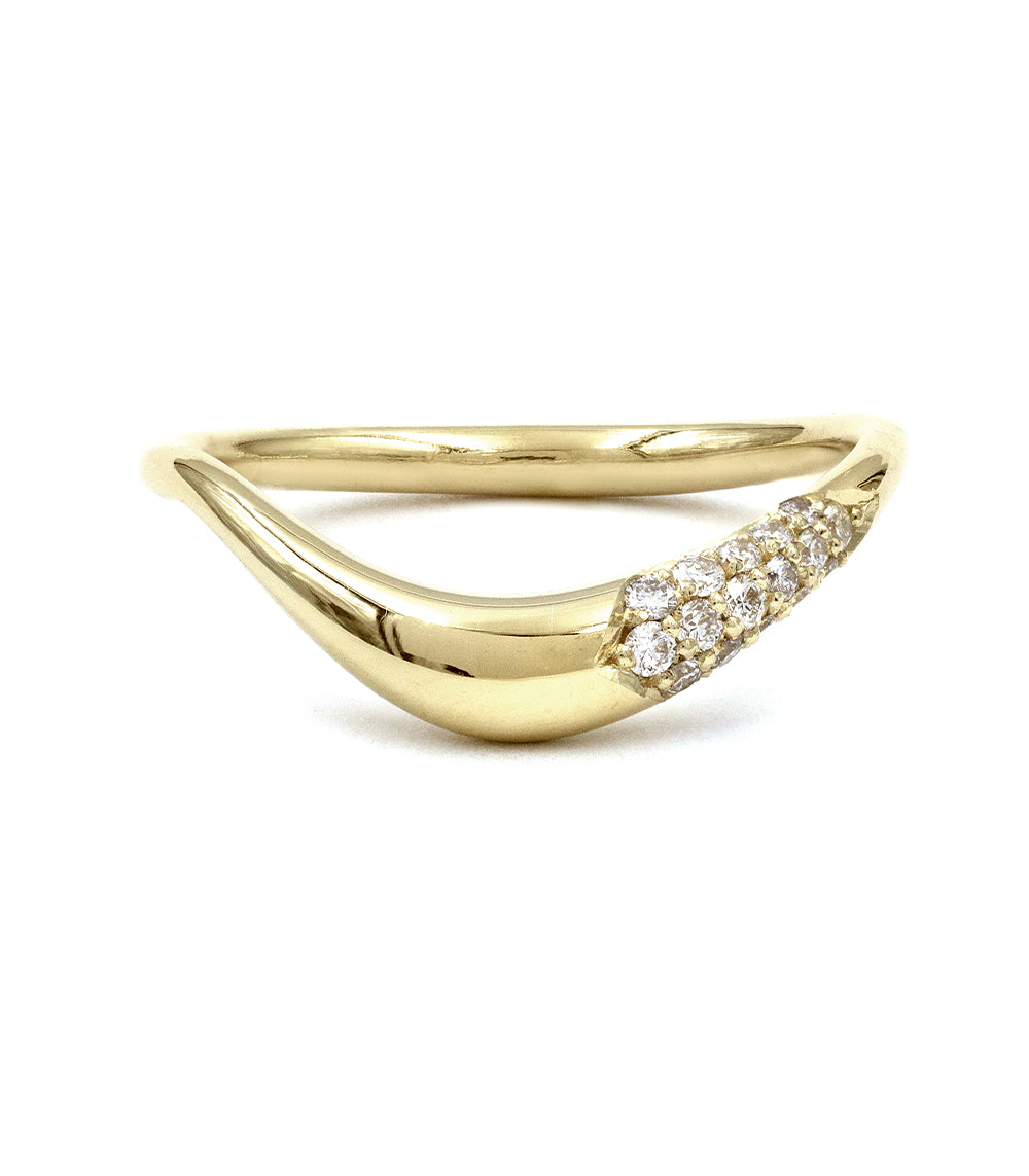 Elegant Small Melt Band with Pave Diamonds - Dainty Stackable Ring for Women, Perfect for Everyday Wear, Anniversary Gifts & Special Occasions
