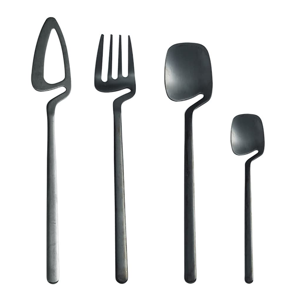 48-Piece Black Silverware Set for 12 - Modern Stainless Steel Flatware Cutlery Set - Elegant Dinnerware & Tableware for Kitchen, Family Gatherings, Parties - Dishwasher Safe - Perfect for Daily Use, Restaurants & Formal Dining