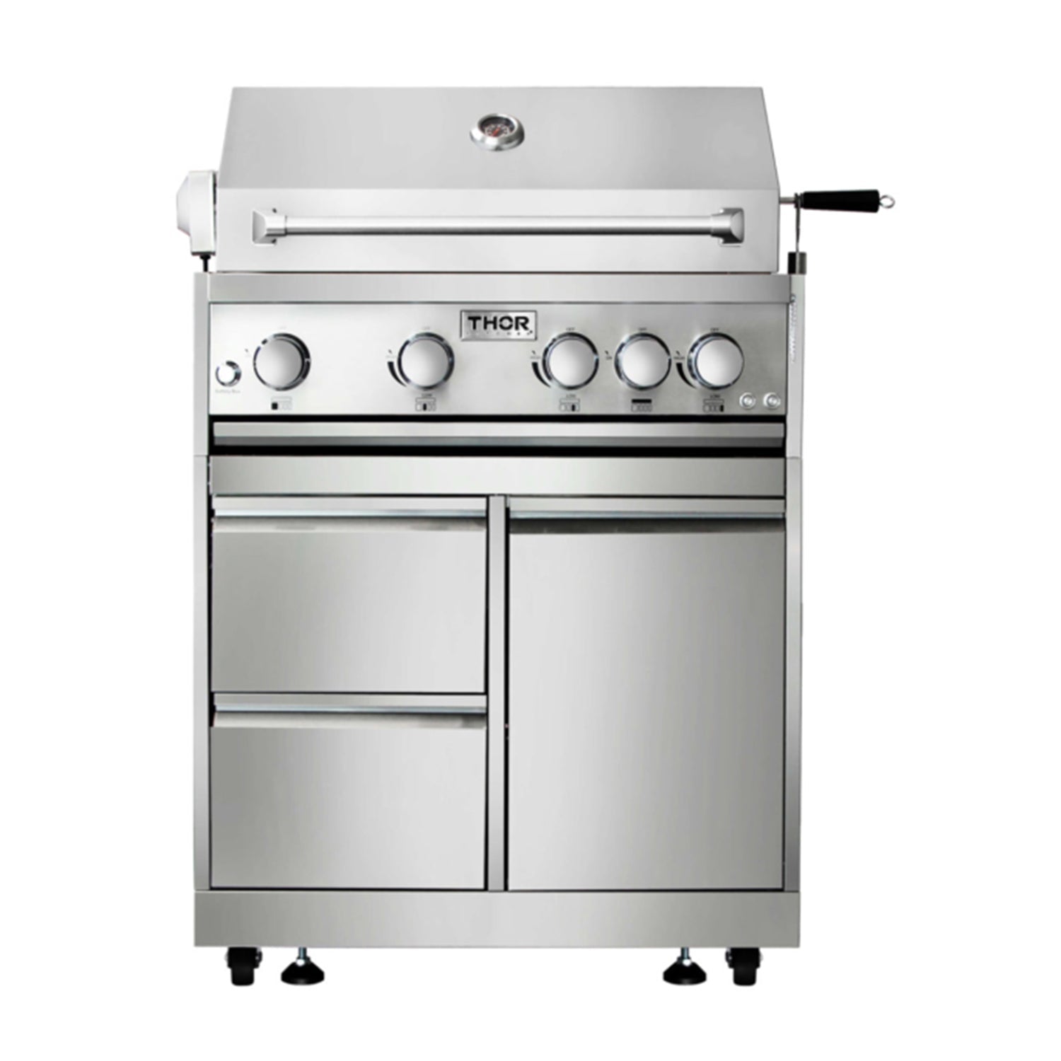 RHM 7-Piece Stainless Steel Outdoor Kitchen Set - Premium BBQ Grill Island with Storage Cabinets & Side Burner - Perfect for Backyard Patio, Poolside Entertaining & Outdoor Cooking