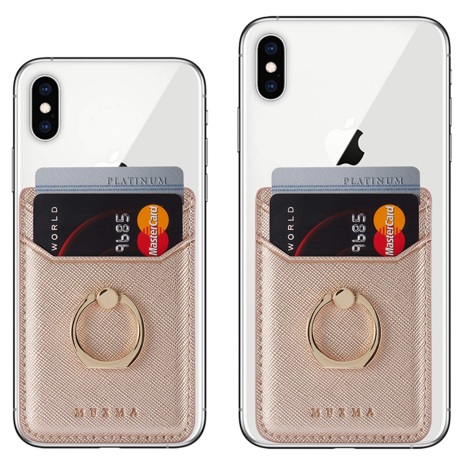 RFID Phone Card Holder - Rose Gold Pu Leather for iPhone & Android - Wallet & Stand for Daily Use