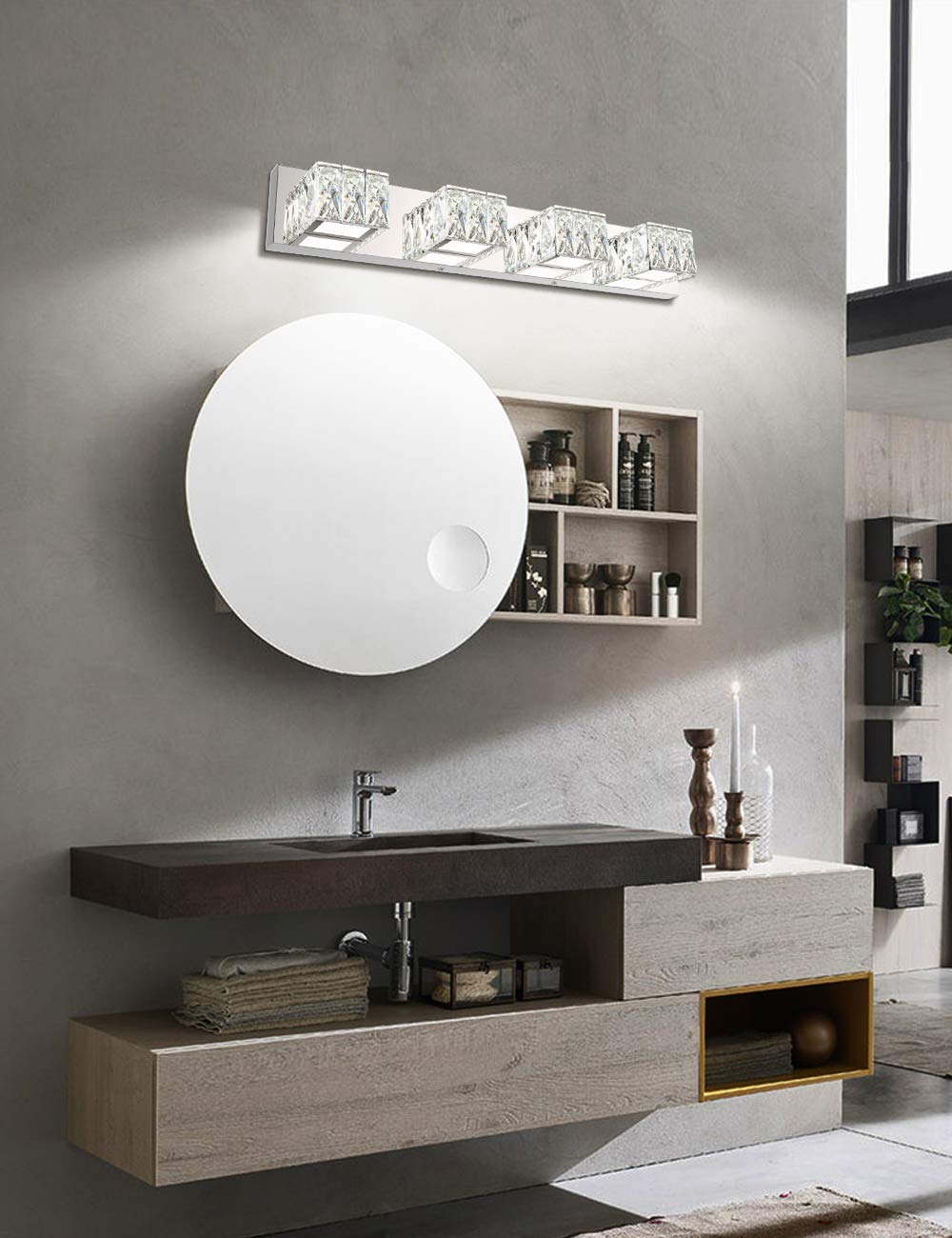 ZUZITO 6-Light & 4-Light Modern Crystal Bathroom Vanity Lighting Set - Stainless Steel Chrome Finish - Perfect for Bathroom Mirror Illumination & Home Decor