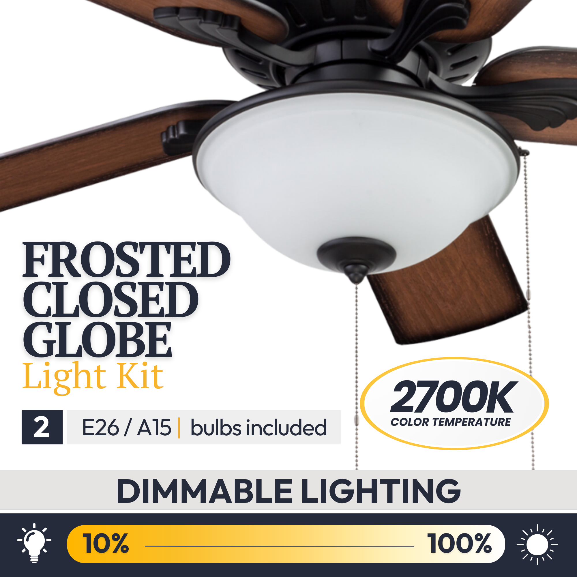 42 Inch Matte Black Viretta Ceiling Fan with Pull Chain - Indoor/Outdoor Use for Living Room, Bedroom, Patio & Covered Porch