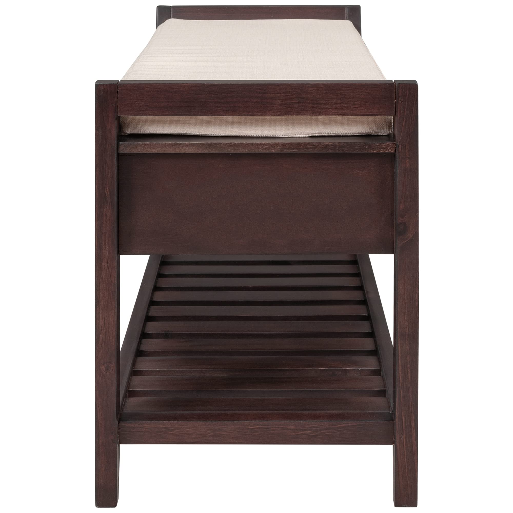 Multipurpose Storage Bench with Cushioned Seat & Drawers - Shoe Rack Organizer for Entryway, Hallway, or Bedroom - Espresso Wooden Bench for Home Decor & Storage Solutions