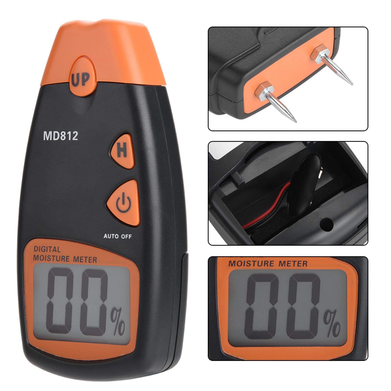 2 Pin Digital Wood Moisture Meter MD812 - Handheld LCD Damp Detector Tester for Wood, Drywall, Paper - Perfect for Carpentry, Flooring & Home Inspection