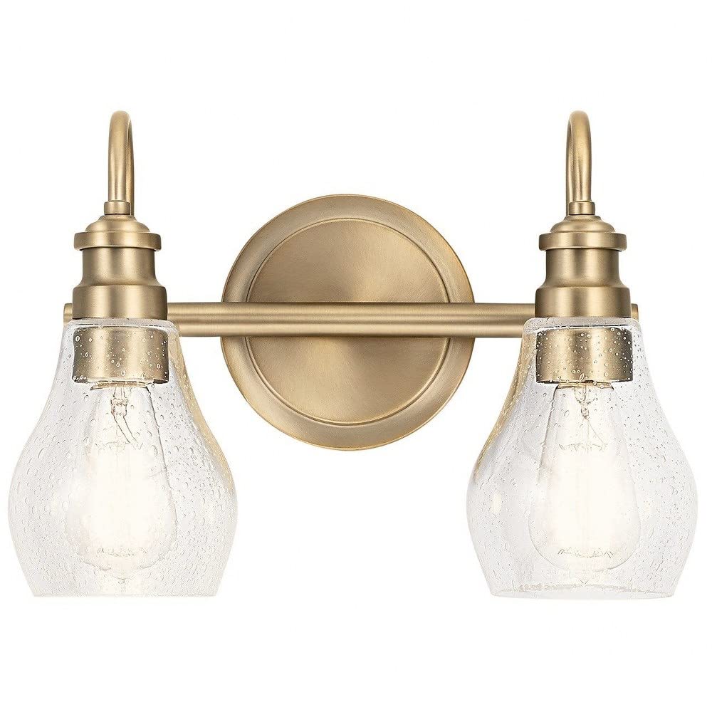Kichler 45391NI Greenbrier 2-Light Bathroom Vanity Light Fixture - 200 Watts, Brushed Nickel Finish - Perfect for Modern Bathroom & Powder Room Lighting