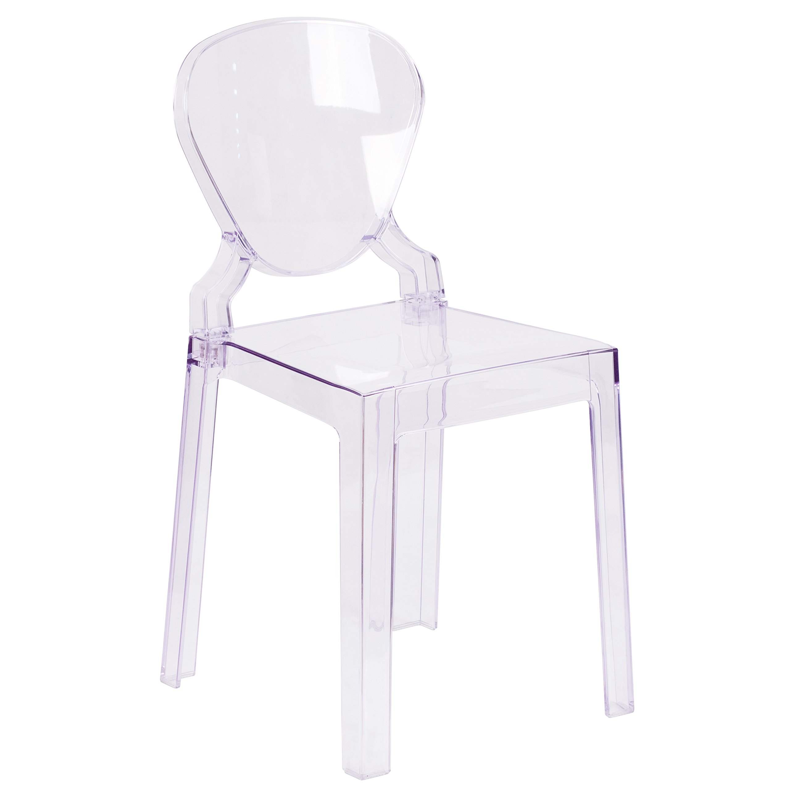 Flash Furniture Theo Ghost Chair - Transparent Crystal Tear Back Design - Modern Acrylic Dining Chair for Kitchen, Dining Room, or Office - Elegant Home Decor & Party Seating