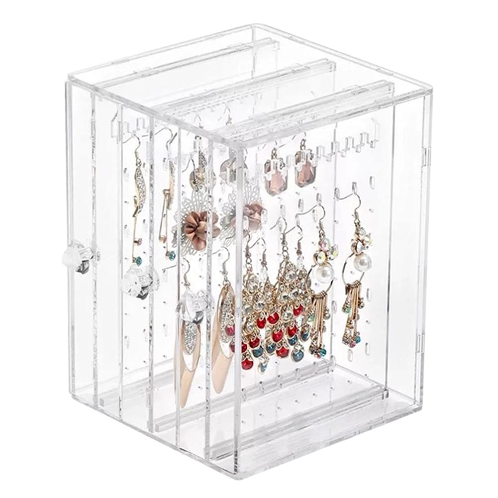 U-BUYHOUSE Acrylic Wall Mounted Jewelry Organizer - Transparent Necklace & Earring Storage Box with Classic Single Design | Perfect for Bedroom, Bathroom & Closet Organization