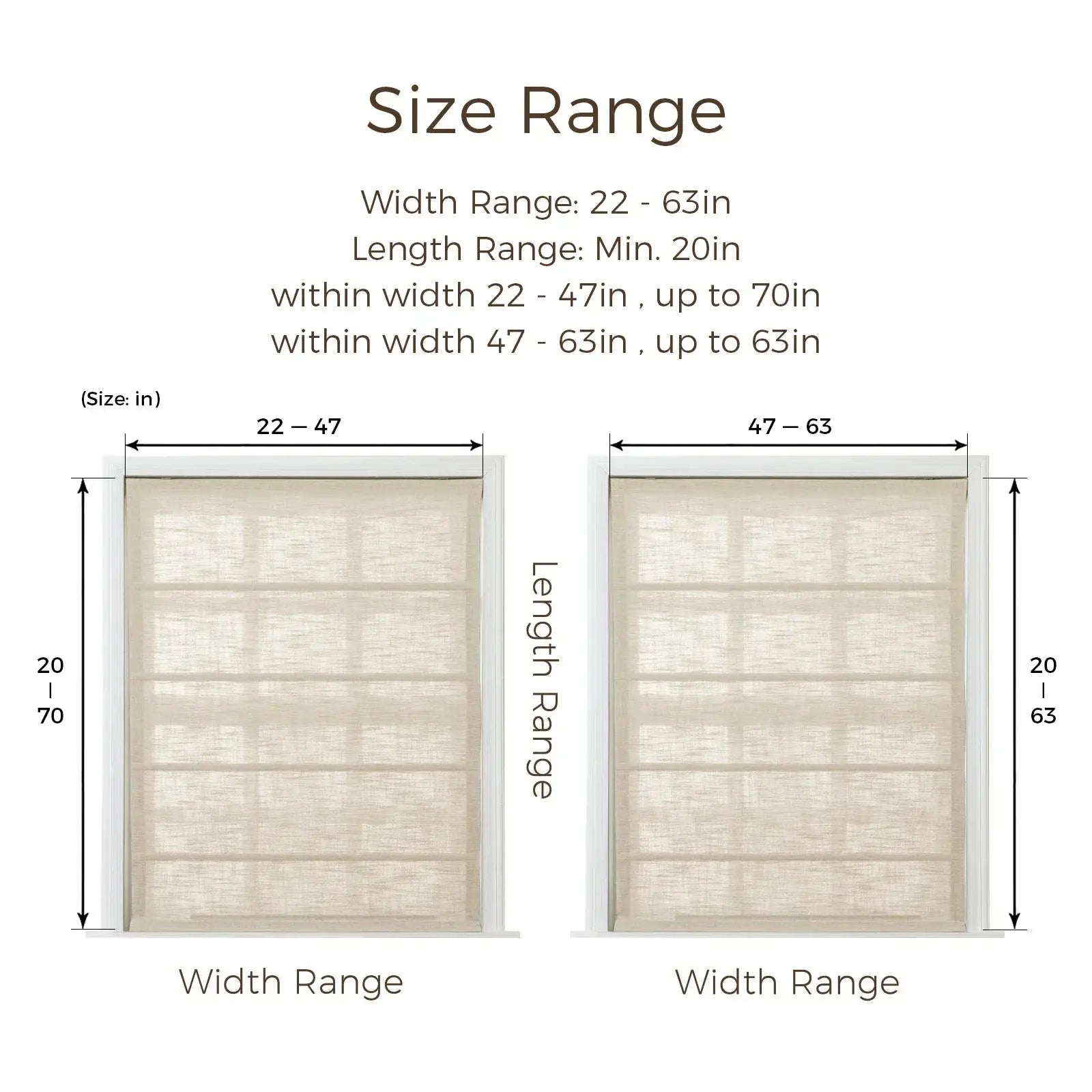 Ron Linen Cotton Herringbone Roman Shade - Cordless Window Treatment for Living Room, Bedroom & Office (Blackout/Sheer Options)