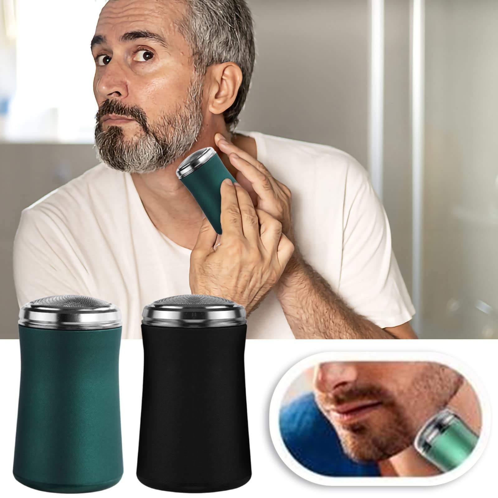 Portable USB Rechargeable Electric Razor for Men & Women - Waterproof, Silent & Washable Mini Travel Shaver - Fast Charging, Pocket Size for Home, Office & On-the-Go Grooming (Black+Green)