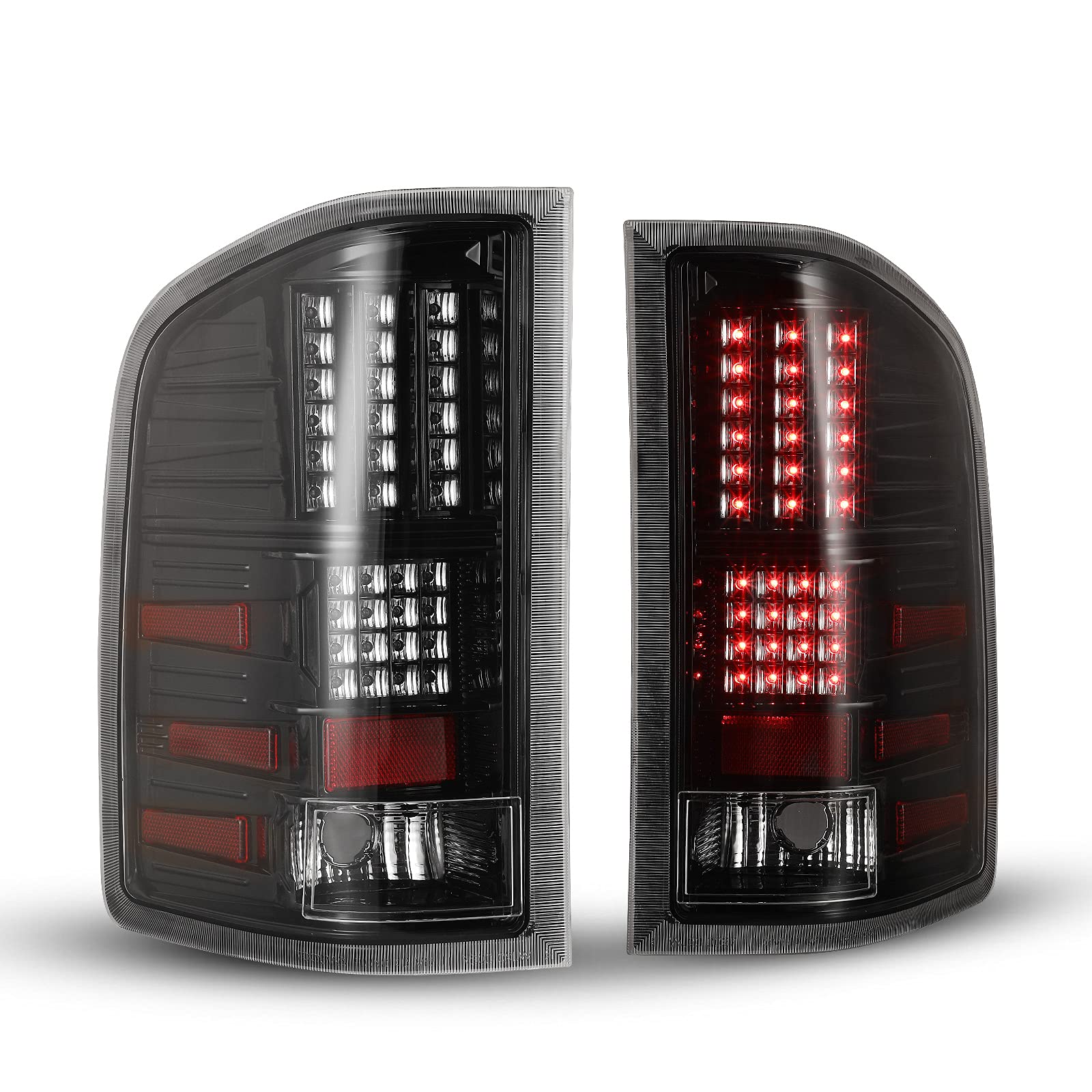 WOLFSTORM LED Tail Lights Assembly for 2007-2013 Chevy Silverado & 2007-2014 GMC Sierra 3500HD Dually - Clear Lens (1 Pair) - Upgrade Your Truck Lighting for Night Driving & Enhanced Safety
